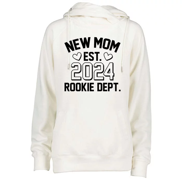 New Mom Est 2024 Rookie Department Womens Funnel Neck Pullover Hood