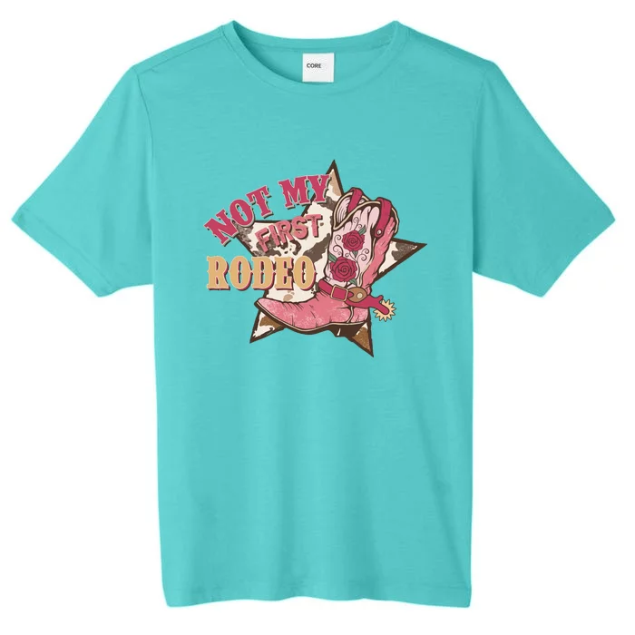 Not My First Rodeo Cowgirl Boots Pink ChromaSoft Performance T-Shirt