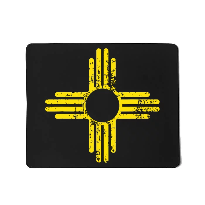 New Mexico Flag Distressed Yellow Zia Sun Alone Mousepad