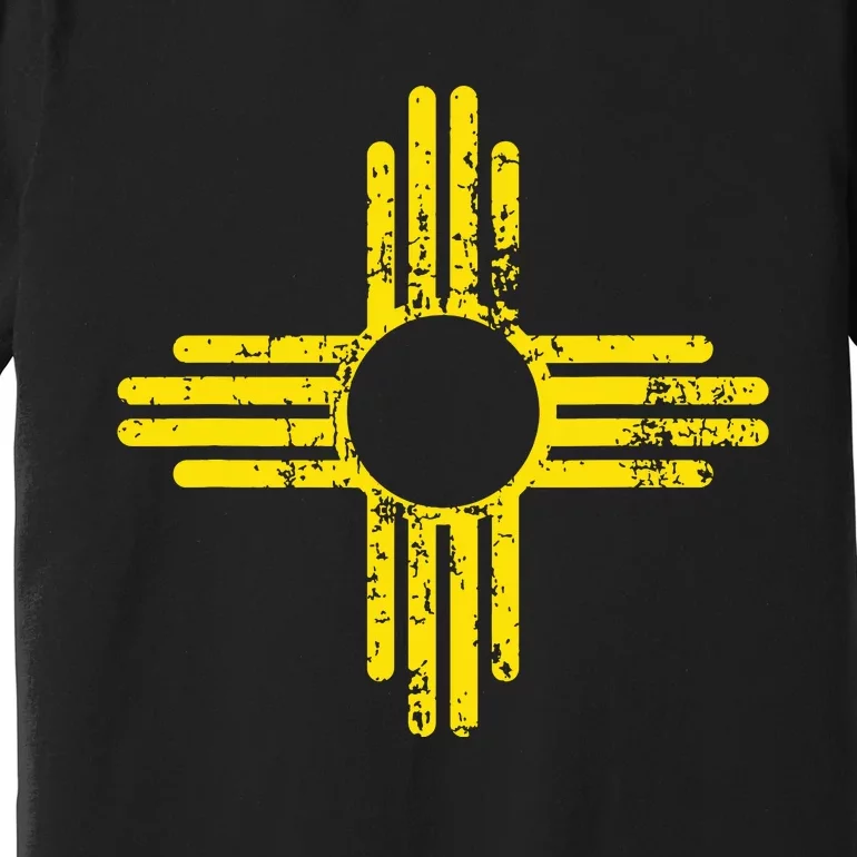 New Mexico Flag Distressed Yellow Zia Sun Alone Premium T-Shirt