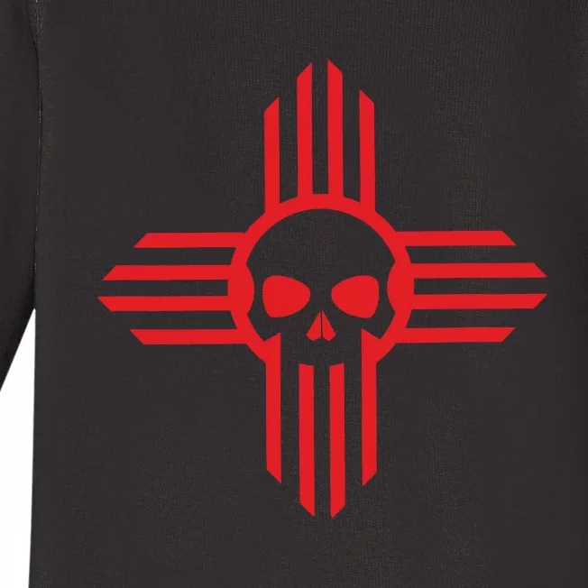 New Mexico Flag Zia Sun Skull State Pride Baby Long Sleeve Bodysuit