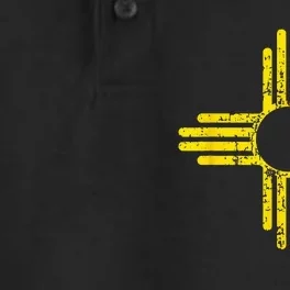 New Mexico Flag Distressed Yellow Zia Sun Alone Dry Zone Grid Performance Polo