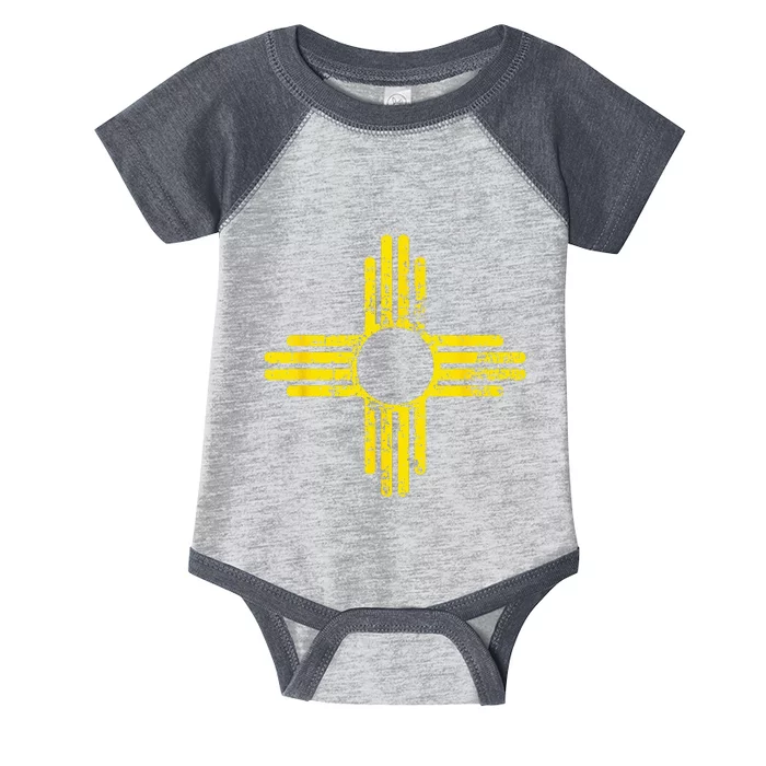 New Mexico Flag Distressed Yellow Zia Sun Alone Infant Baby Jersey Bodysuit