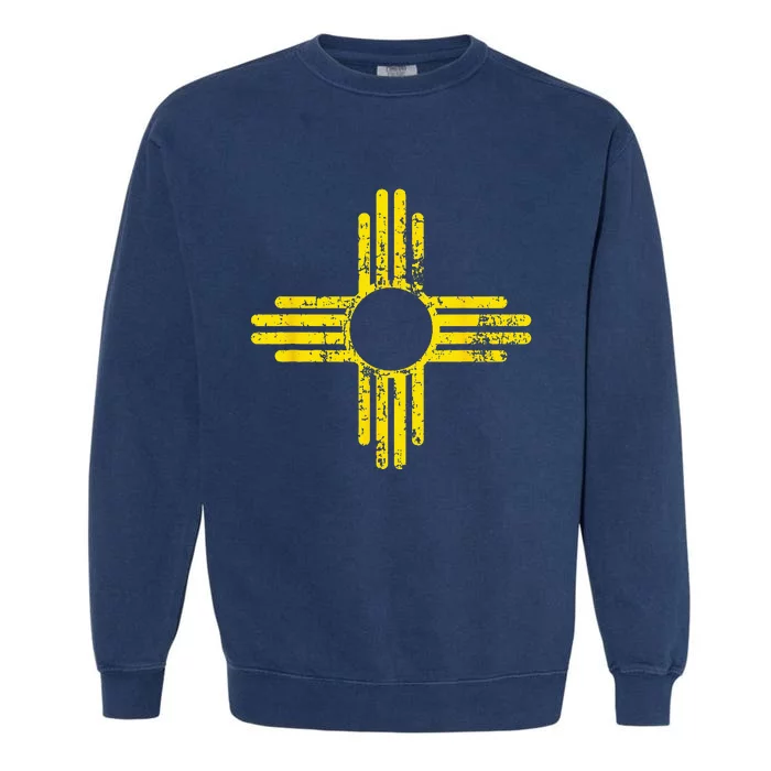 New Mexico Flag Distressed Yellow Zia Sun Alone Garment-Dyed Sweatshirt