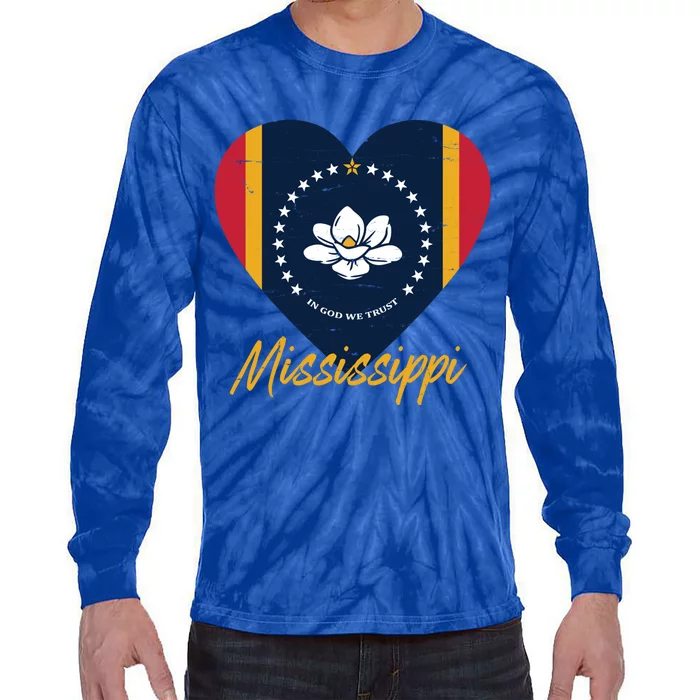 New Mississippi Flag In God We Trust Magnolia 2020 Ms Gift Tie-Dye Long Sleeve Shirt