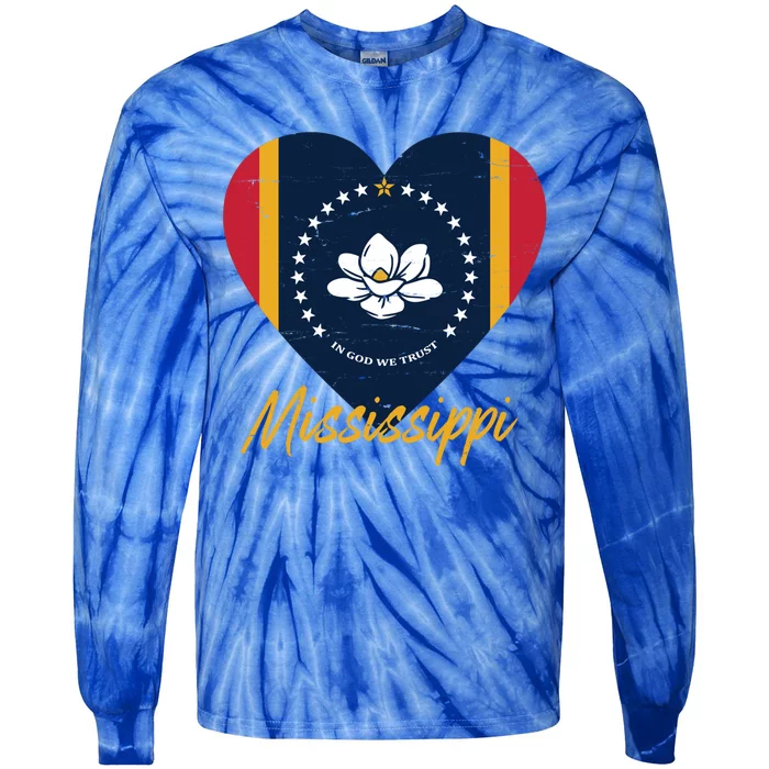 New Mississippi Flag In God We Trust Magnolia 2020 Ms Gift Tie-Dye Long Sleeve Shirt