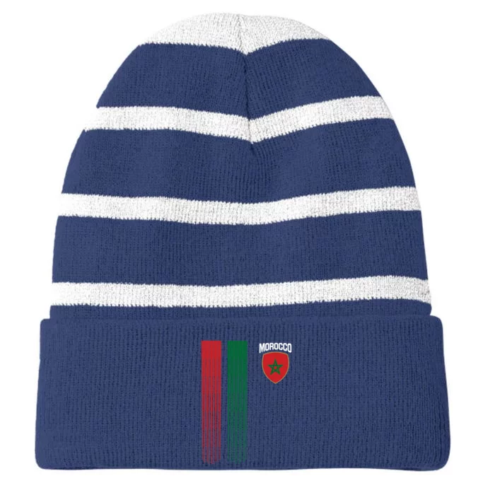 National Morocco Flag Moroccan Football Fan Soccer Team Striped Beanie with Solid Band