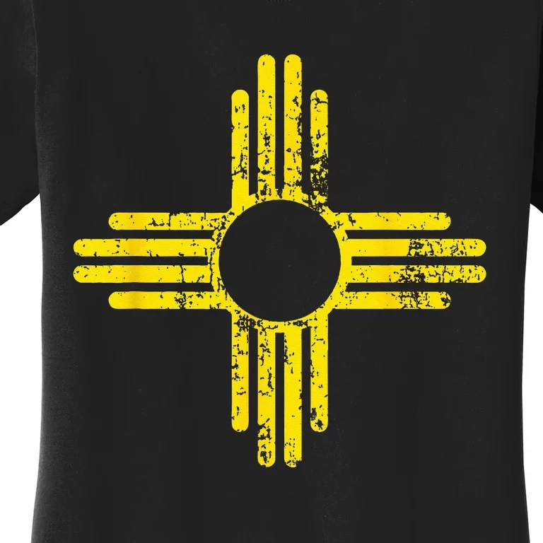 New Mexico Flag Distressed Yellow Zia Sun Alone Women's T-Shirt