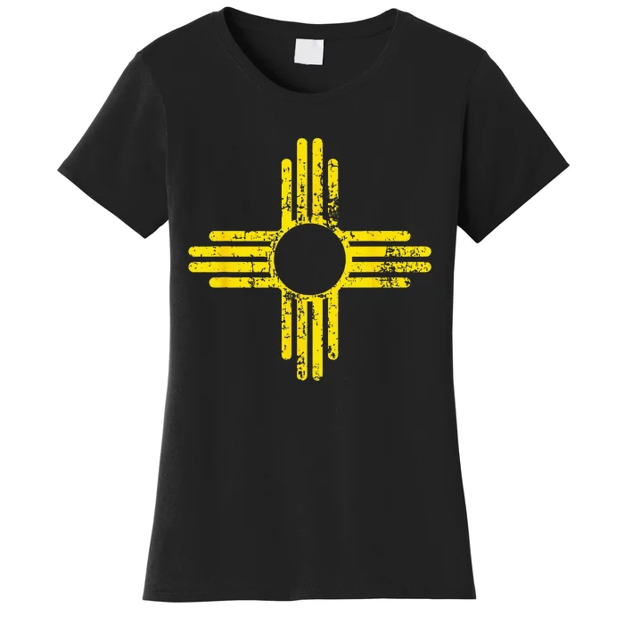 New Mexico Flag Distressed Yellow Zia Sun Alone Women's T-Shirt