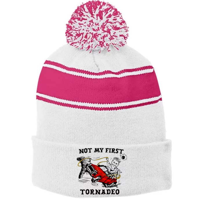 Not My First Tornadeo Not My First Tornado Stripe Pom Pom Beanie