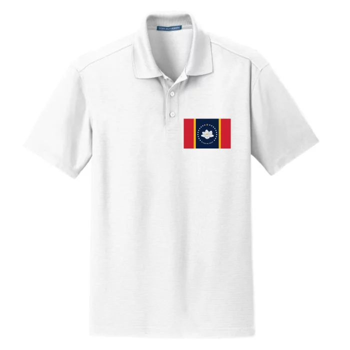 New Mississippi Flag In God We Trust Magnolia Dry Zone Grid Performance Polo