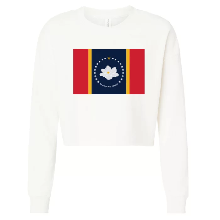 New Mississippi Flag In God We Trust Magnolia Cropped Pullover Crew