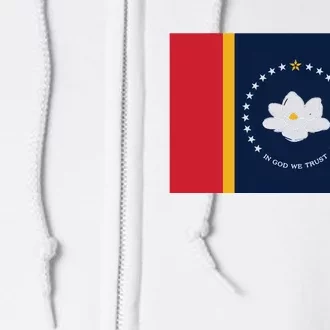 New Mississippi Flag In God We Trust Magnolia Full Zip Hoodie