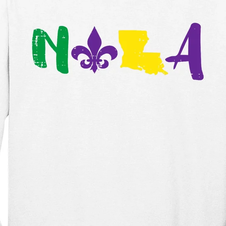 Nola Mardi Gras Jester New Orleans Louisiana Carnival Gift Tall Long Sleeve T-Shirt