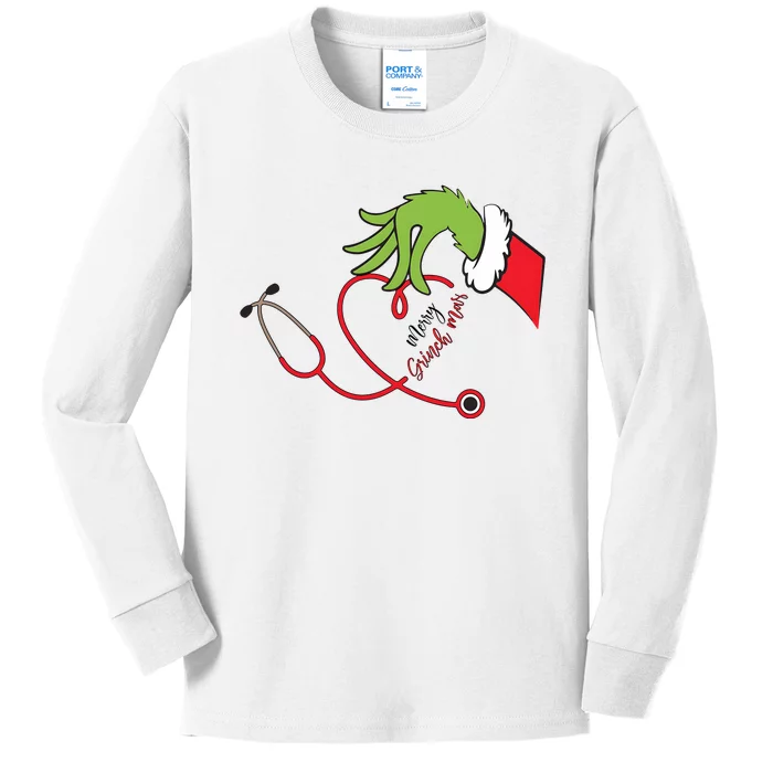 Nurse Merry Grinchmas Merry Christmas Kids Long Sleeve Shirt