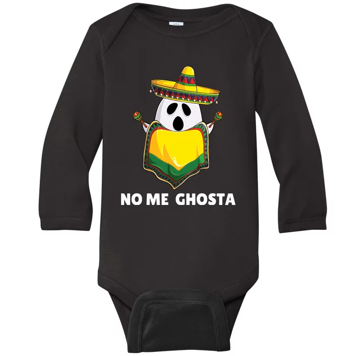 No Me Ghosta Gusta Funny Mexican Halloween Ghost Boo Baby Long Sleeve Bodysuit