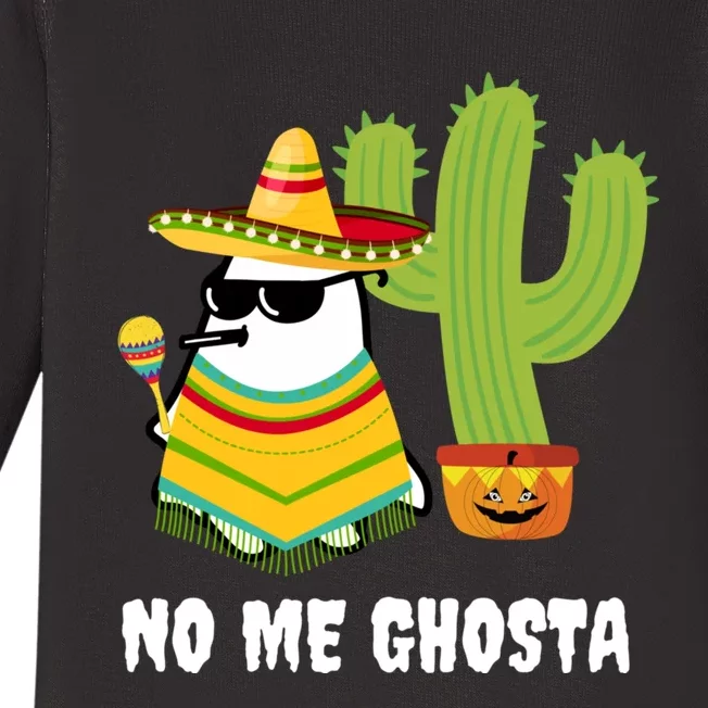 No Me Ghosta Gusta Funny Mexican Halloween Ghost Boo Baby Long Sleeve Bodysuit