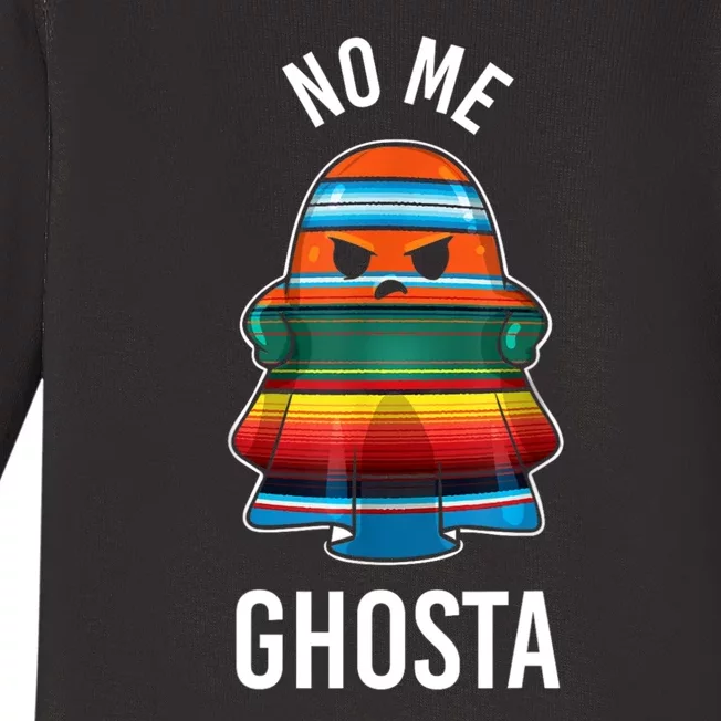 No Me Ghosta Funny Mexican Halloween Ghost Baby Long Sleeve Bodysuit