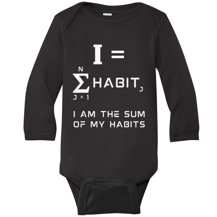 Next Mountain Habits Equation (I Am The Sum Of My Habits) Baby Long Sleeve Bodysuit