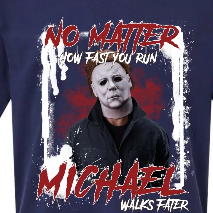 No Matter How Fast You Run Michael Walks Faster Horror Character Halloween Sueded Cloud Jersey T-Shirt