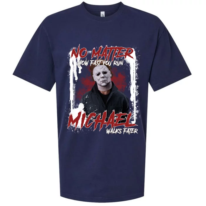 No Matter How Fast You Run Michael Walks Faster Horror Character Halloween Sueded Cloud Jersey T-Shirt