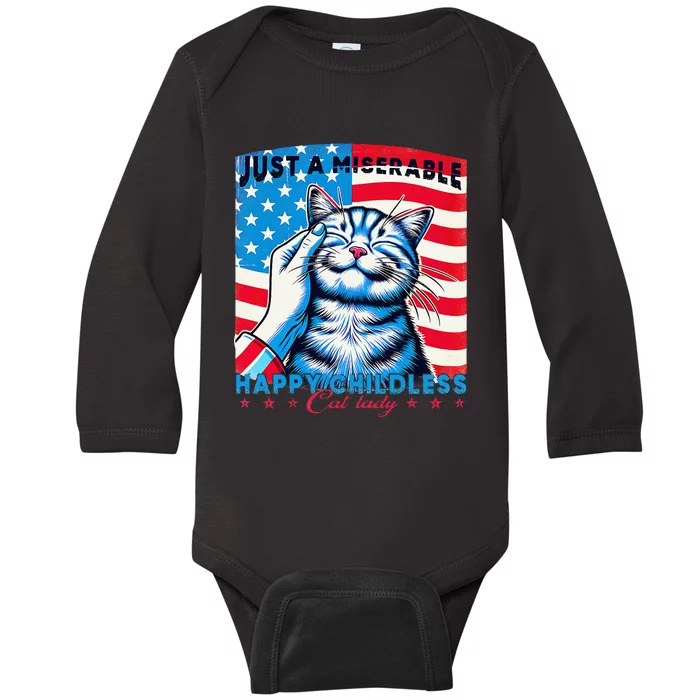 Not Miserable Happy Childless Cat Lady For Pet Owner Women Baby Long Sleeve Bodysuit