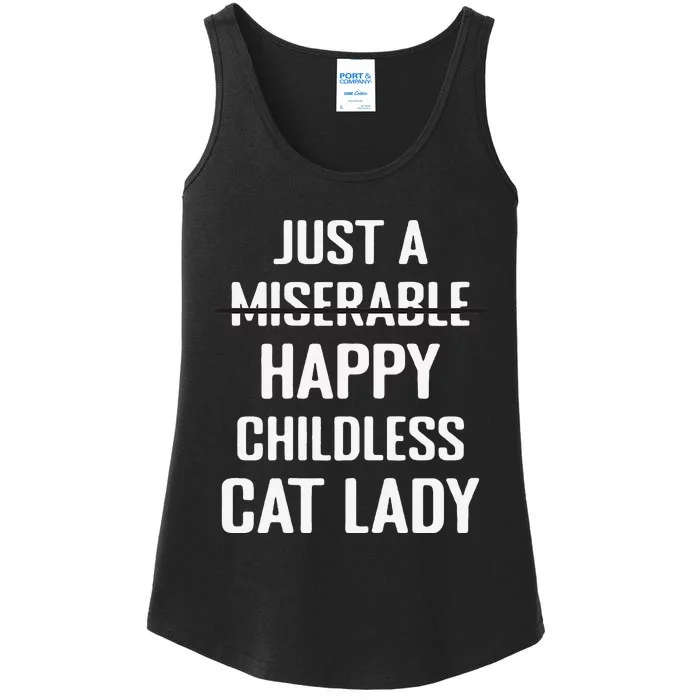 Not Miserable Happy Childless Cat Lady Mom Pet Owner Ladies Essential Tank