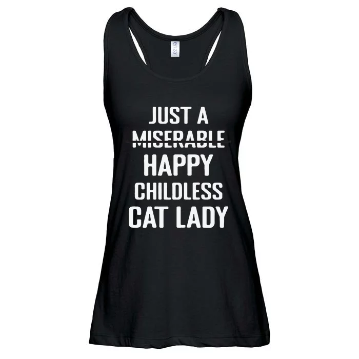 Not Miserable Happy Childless Cat Lady Mom Pet Owner Ladies Essential Flowy Tank