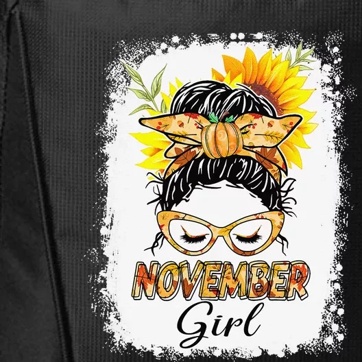 November Messy Hair Bun Sunglasses Lady Birthday City Backpack