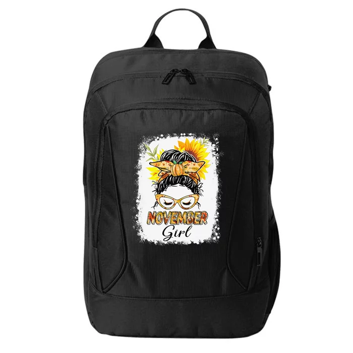 November Messy Hair Bun Sunglasses Lady Birthday City Backpack