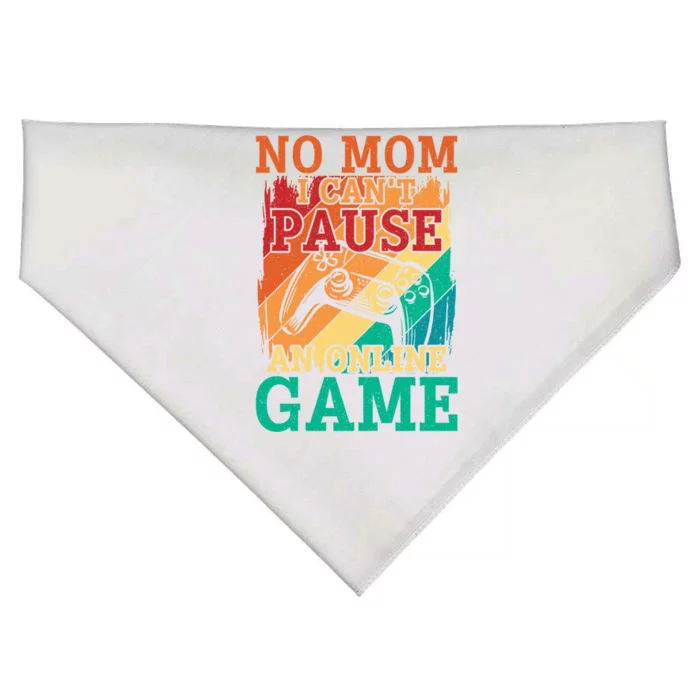 No Mom I Cant Pause Retro Online Video Gamer Game Gaming Cute Gift USA-Made Doggie Bandana