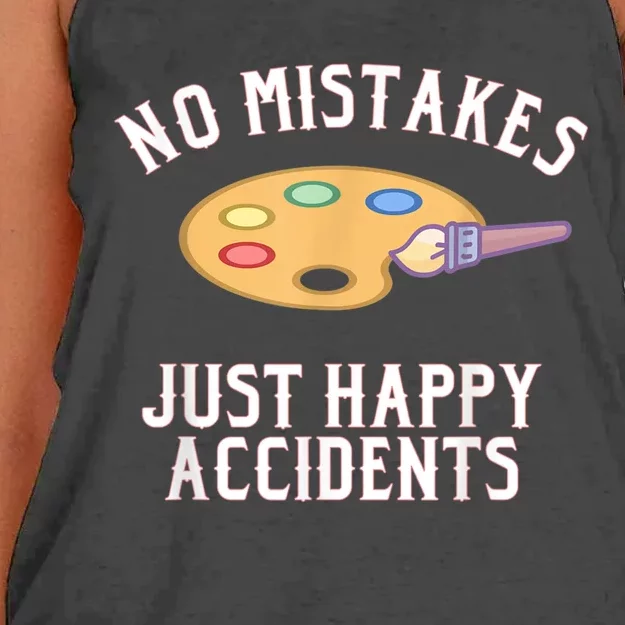 No Mistakes Just Happy Accidents Art Painter Women's Knotted Racerback Tank