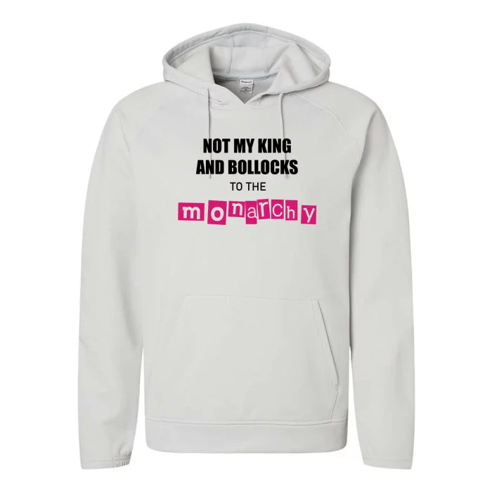 Not My King Bollocks To The Monarchy King Charles Coronation Performance Fleece Hoodie