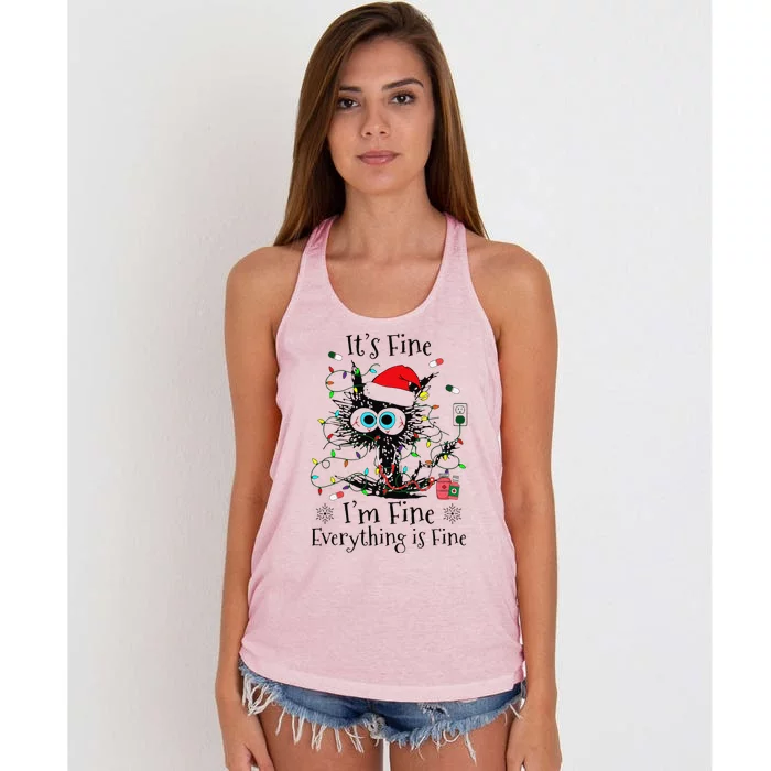 Nurse Medication Lights Santa Hats Present Christmas Holiday Women's Knotted Racerback Tank