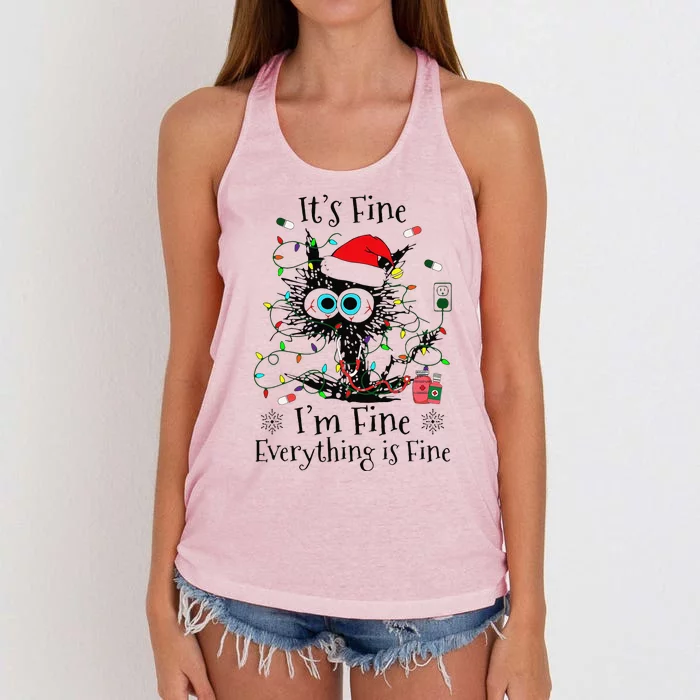 Nurse Medication Lights Santa Hats Present Christmas Holiday Women's Knotted Racerback Tank