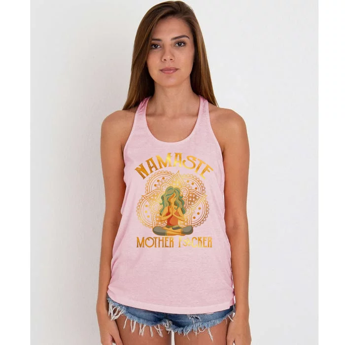 Namaste Motherfucker Meditating Yoga Gift Women's Knotted Racerback Tank