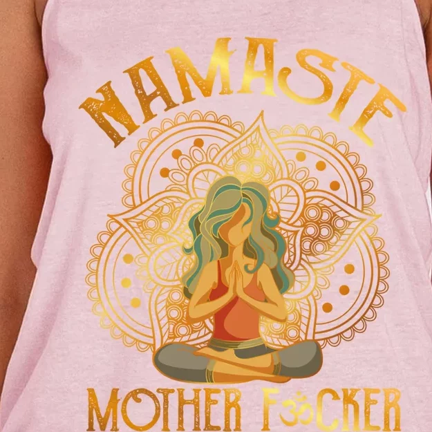 Namaste Motherfucker Meditating Yoga Gift Women's Knotted Racerback Tank