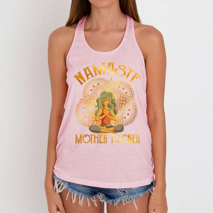 Namaste Motherfucker Meditating Yoga Gift Women's Knotted Racerback Tank