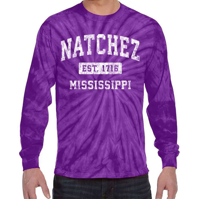 Natchez Mississippi Ms Vintage Established Sports Tie-Dye Long Sleeve Shirt