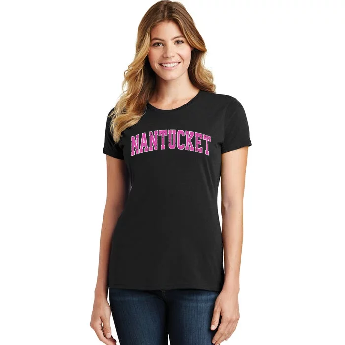 Nantucket Massachusetts MA Vintage Sports Design Pink Design Swea Women's T-Shirt