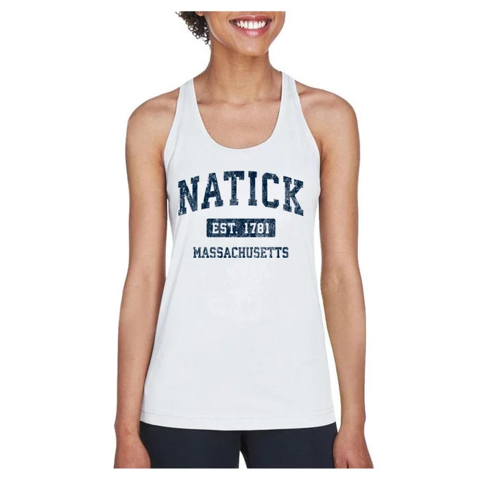 Natick Massachusetts Ma Vintage Sports Women's Racerback Tank