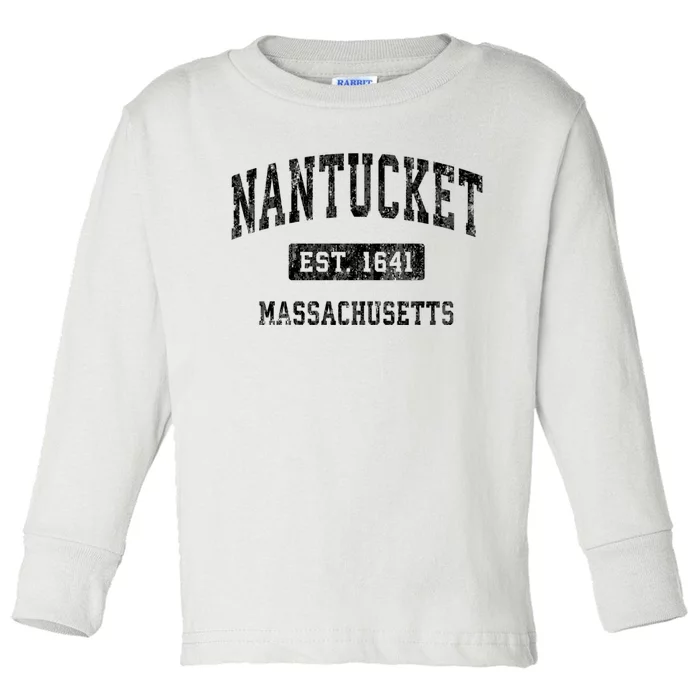 Nantucket Massachusetts Ma Vintage Established Sports Design Toddler Long Sleeve Shirt