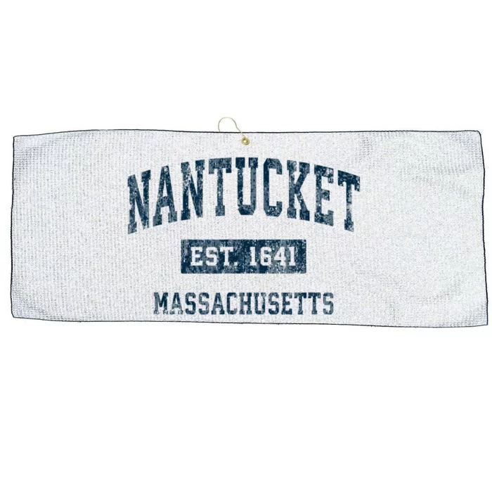 Nantucket Massachusetts MA Vintage Sports Design Navy Print Large Microfiber Waffle Golf Towel