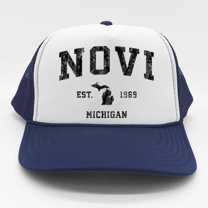 Novi Michigan Mi Vintage Athletic Sports Trucker Hat