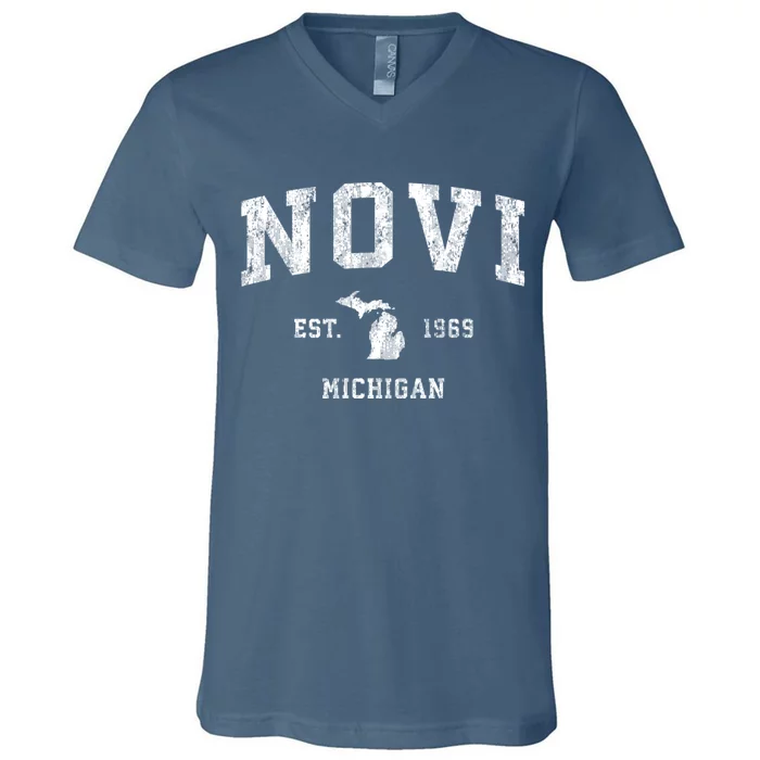 Novi Michigan Mi Vintage Athletic Sports V-Neck T-Shirt