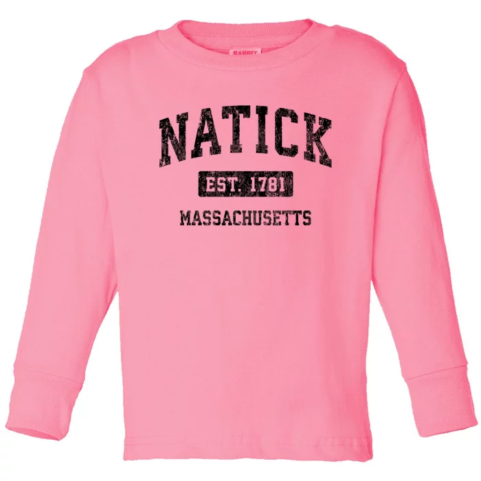 Natick Massachusetts Ma Vintage Established Sports Design Toddler Long Sleeve Shirt