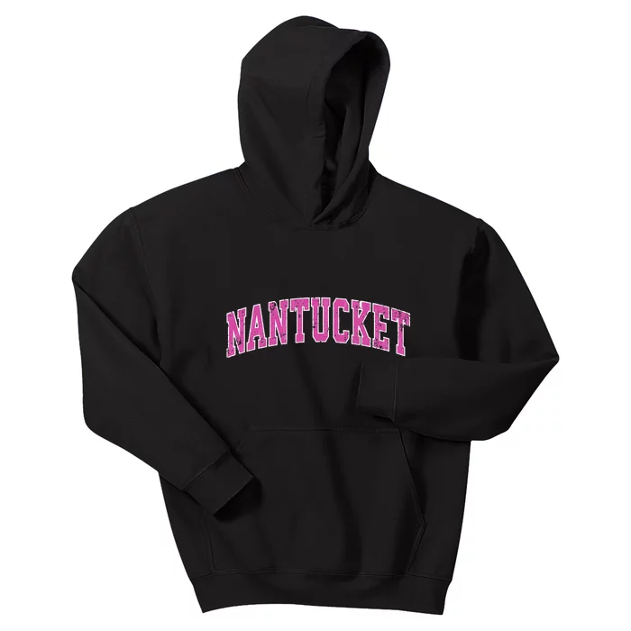 Nantucket Massachusetts MA Vintage Sports Design Pink Design Swea Kids Hoodie