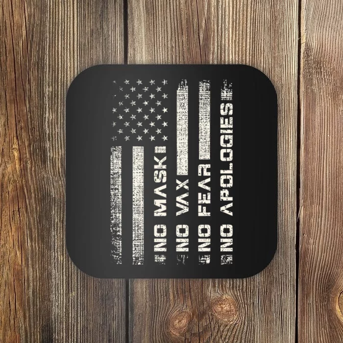 No Mask No Vax Apologies Anti Vaccine Usa Flag Coaster