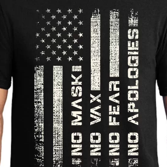 No Mask No Vax Apologies Anti Vaccine Usa Flag Pajama Set