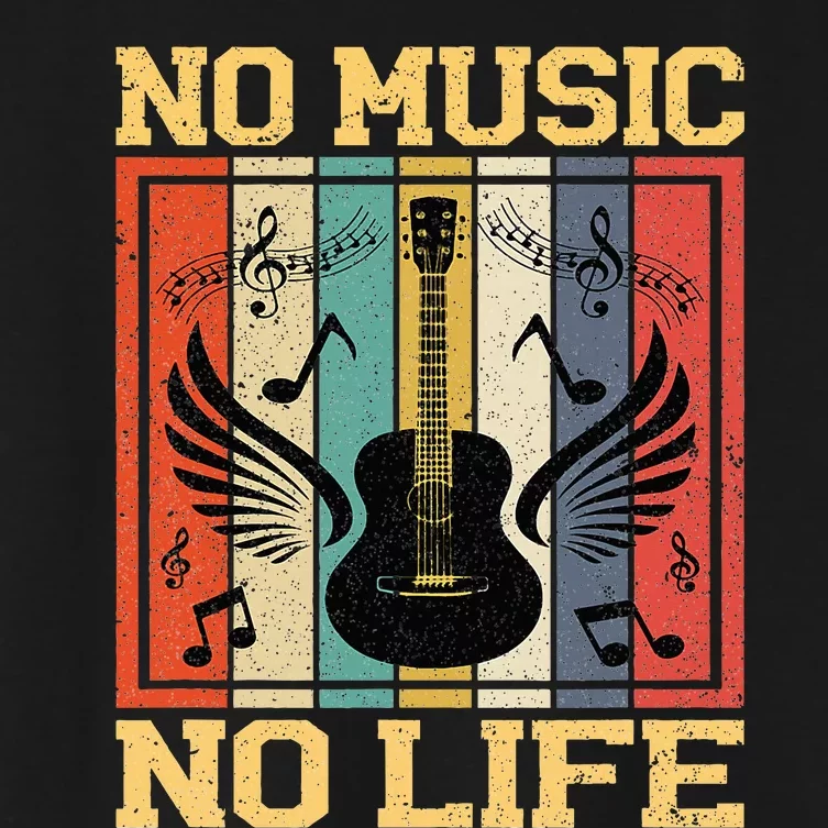 No Music No Life Musical Notes Musician Women's Crop Top Tee